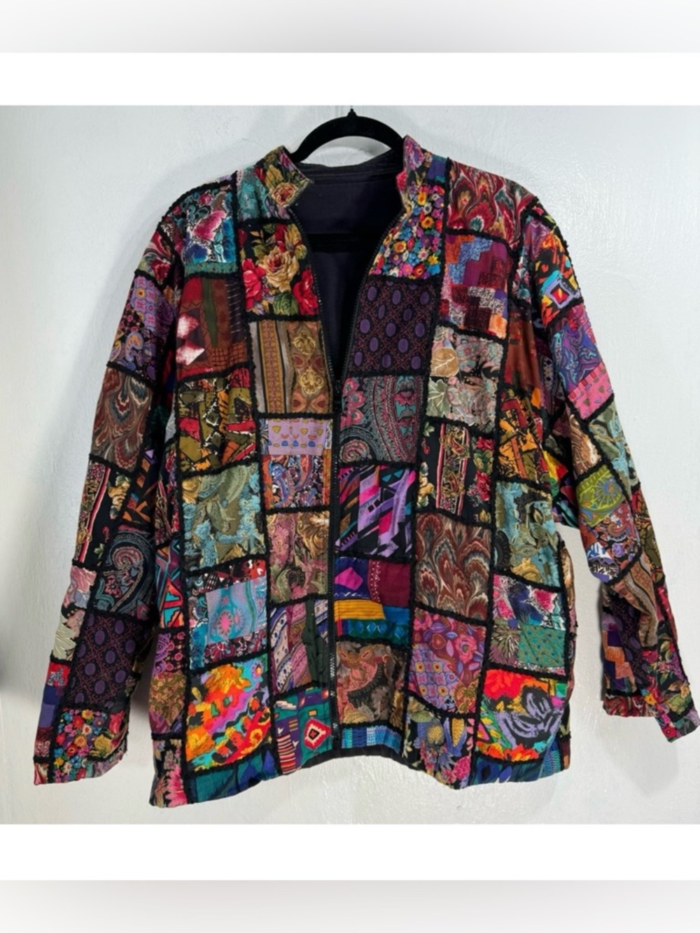 RARE Vintage 80s Marguerite Rubel Patchwork Multicolor Bohemian Jacket.Size M